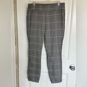 7th Avenue New York Womens High Waist Pants Slim Leg Pull On Black Plaid Large